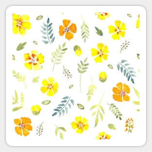 Yellow country floral in watercolour Sticker